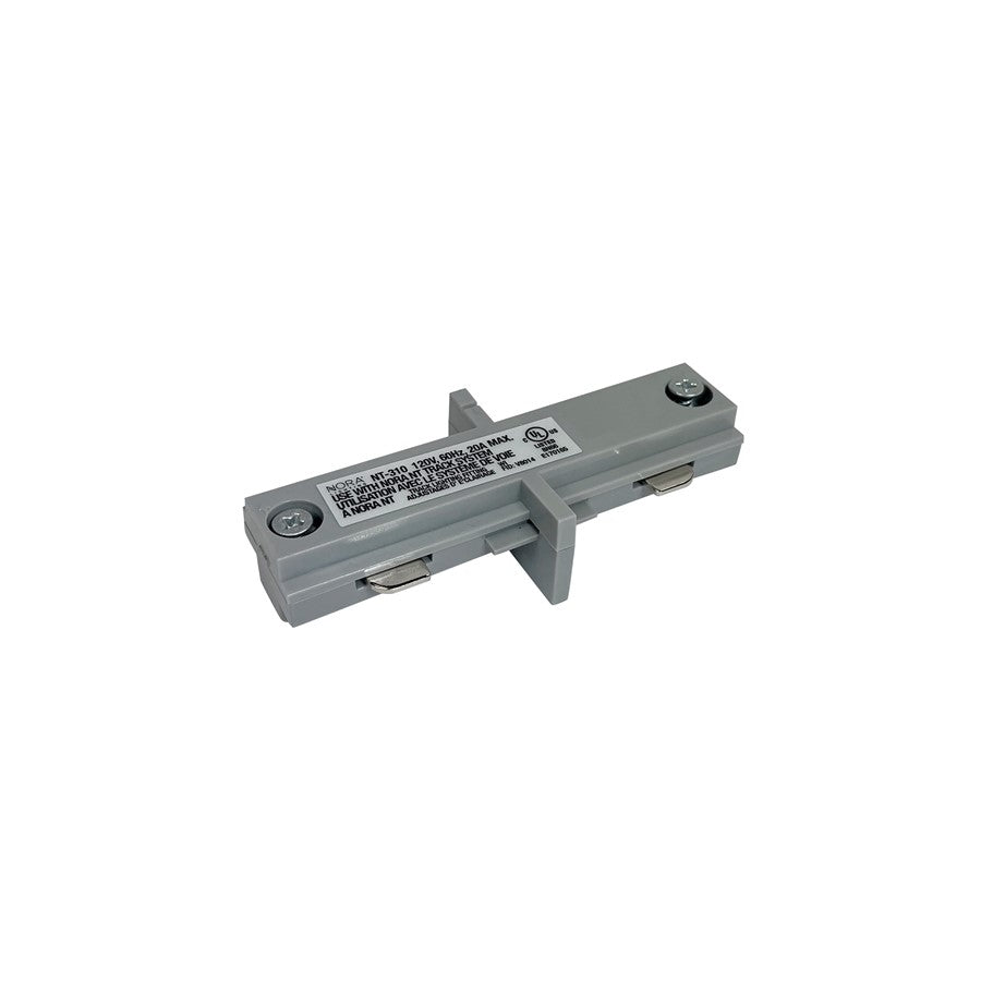 Nora Lighting Straight Connector For 1 Circuit Track, Silver - NT-310S