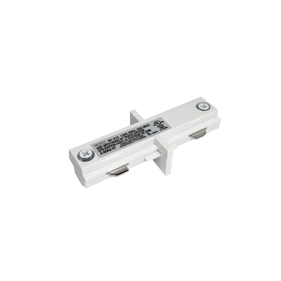 Nora Lighting Straight Connector for One-Circuit Track, White - NT-310W