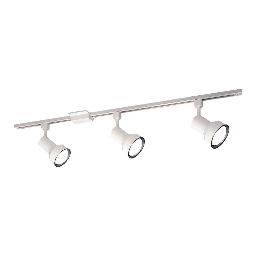 Nora 4-ft Track Pack (3) Step Cyl PAR30 Track Heads, Wht - NTL-150