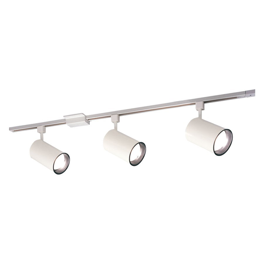 Nora 4-ft Track Pack (3) Flat Back Cyl PAR30 Track Heads, Wht - NTL-151