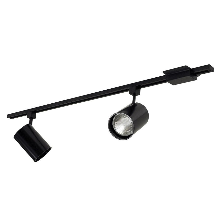 Nora 4-ft Track Pack (2) Flat Back Cyl PAR30 Track Heads, Blk - NTL-151B-2H