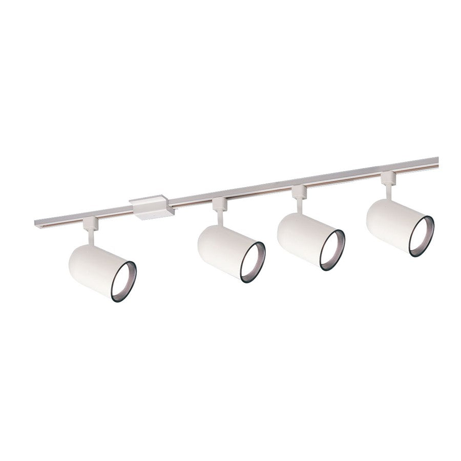 Nora 4-ft Track Pack (4) Rnd Back Cyl PAR30 Track Heads, Wht - NTL-156-4H