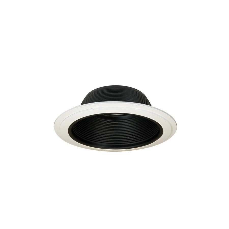 Nora 6" Br/Par30 Stepped Baffle/Regular/Oversize Plastic Ring, BK/WH - NTM-30-2R