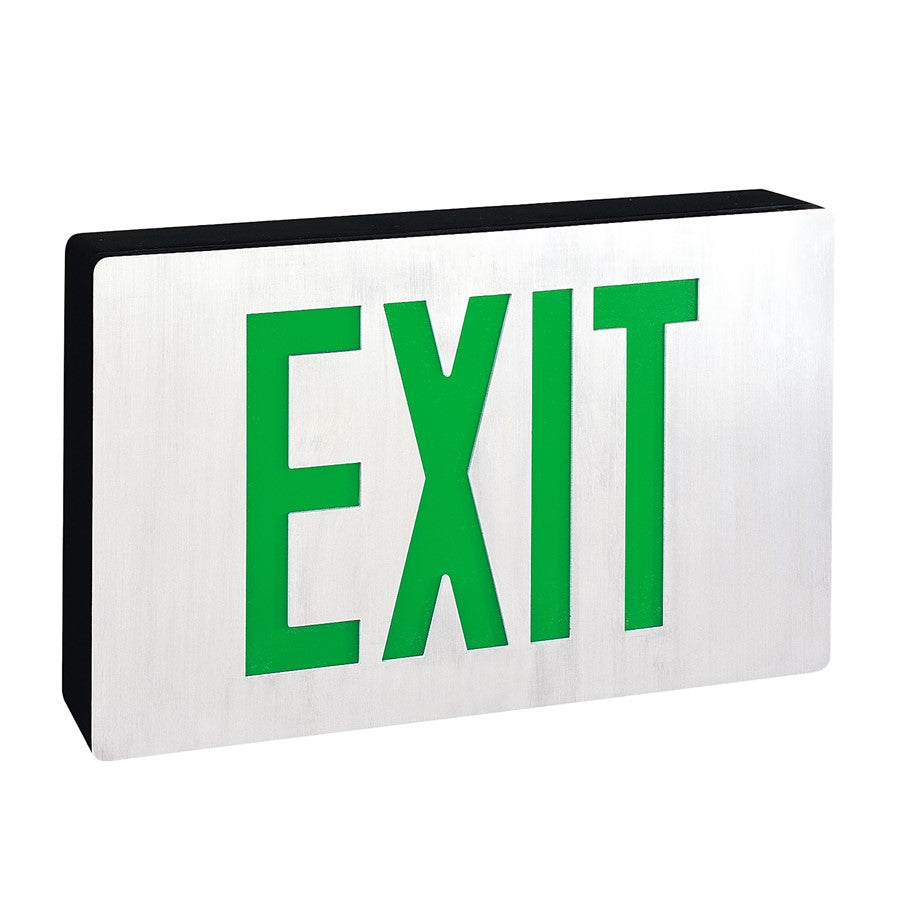Nora Die-Cast LED Self-Diagnostic Exit w/Dbl-Faced Alum, Alum - NX-616-LED-G-2F