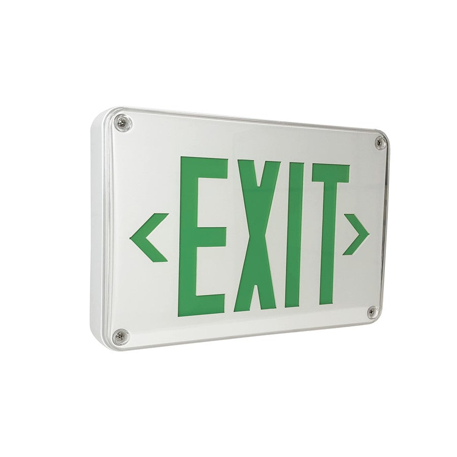 Nora LED Self-Diagnostic Exit Sign, WH Housing/6" Green Letters - NX-617-LED-G
