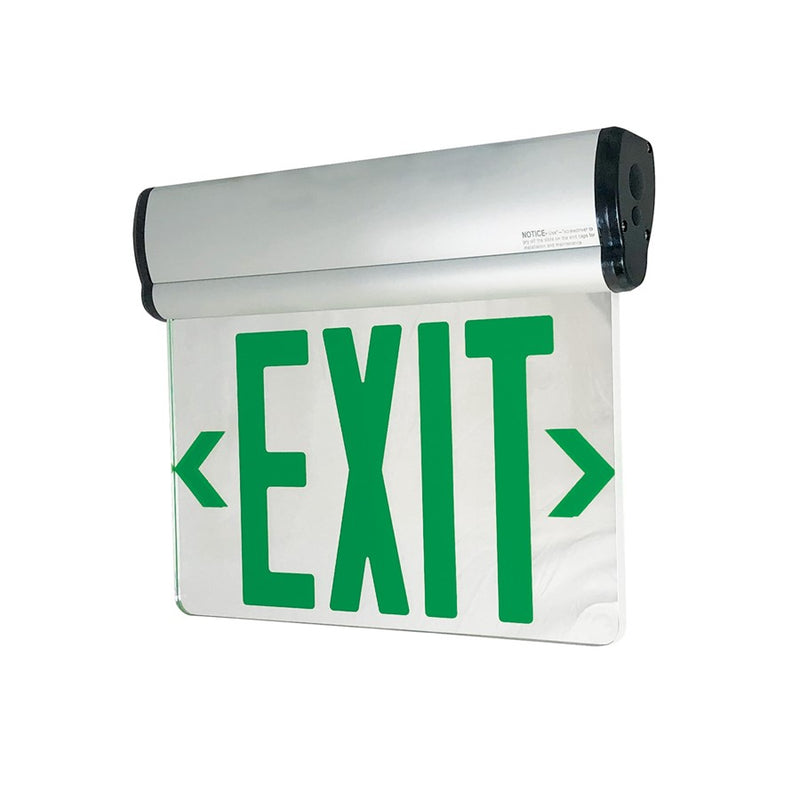 Nora Lighting Exit Adj Bat 2F Grn/Mir Alum - NX-812-LEDG2MA