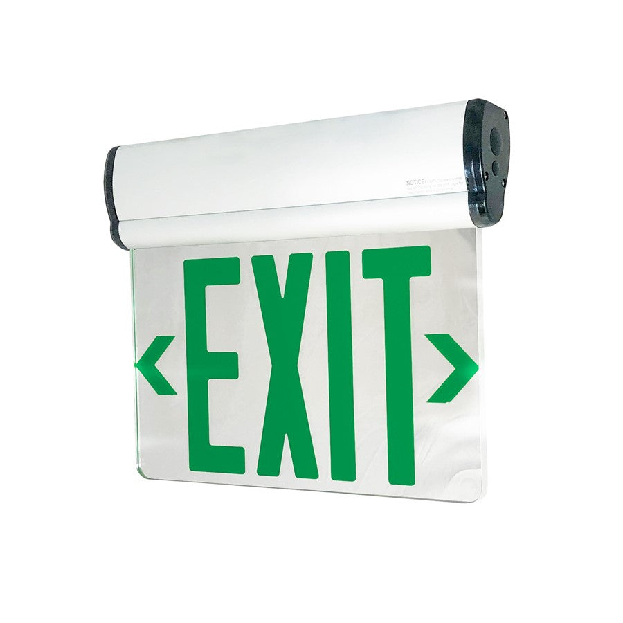 Nora Lighting Exit Adj Bat 2F Grn/Mir White - NX-812-LEDG2MW