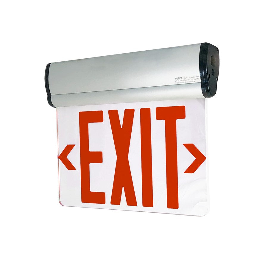 Nora Lighting Exit Adj Bat 2F Red/Mir Alum - NX-812-LEDR2MA
