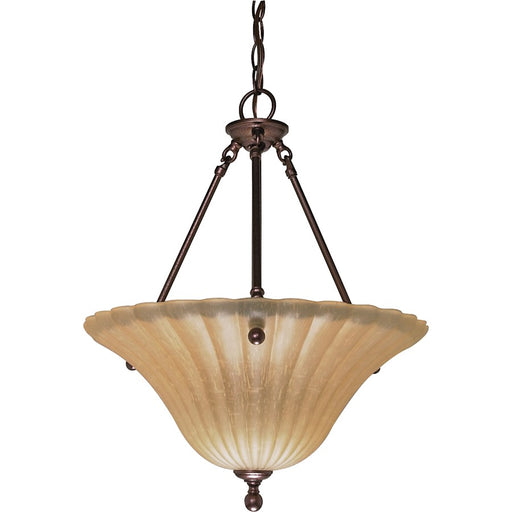 Nuvo Lighting Moulan 16in 3-Light Pendant | Copper Hammered Bronze and Champagne Linen Glass | Kitchen Island & Dining Room | 16 x 16 x 21 | Model 60-013