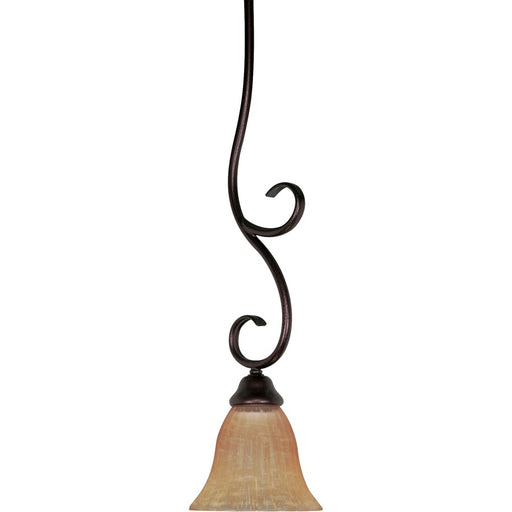 Nuvo Moulan 7in 1-Light Mini Pendant | Copper Hammered Bronze and Champagne Linen Glass | Kitchen Island & Dining Room | 6.375 x 48 in | Model 60-014