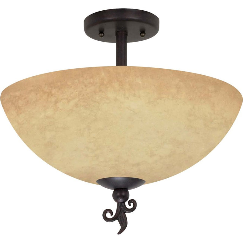 Nuvo Tapas 16in 3-Light Semi-Flush Mount | Rustic Old Bronze and Tuscan Suede Glass | Entryway & Hallway Ceiling Light | 15.75 x 15 in | Model 60-042
