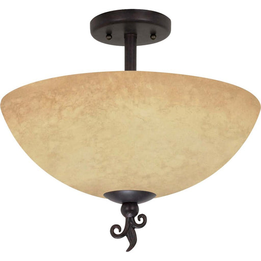 Nuvo Tapas 16in 3-Light Semi-Flush Mount | Rustic Old Bronze and Tuscan Suede Glass | Entryway & Hallway Ceiling Light | 15.75 x 15 in | Model 60-042
