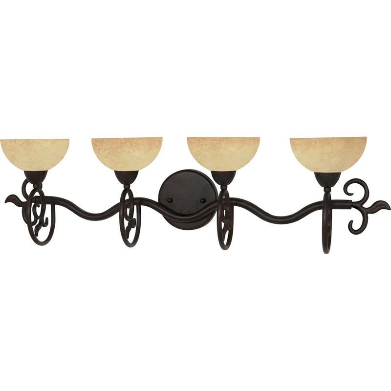 Nuvo Lighting Tapas 32in 4-Light Vanity Light | Old Bronze and Tuscan Suede Glass | Bathroom Vanity | 32 x 9 x 7.25 in | Model 60-048