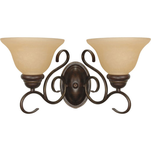 Nuvo Lighting Castillo 18in 2-Light Bathroom Vanity Light | Transitional Sonoma Bronze and Champagne Linen Glass | Bathroom Vanity & | Model 60-1031
