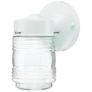 Nuvo Lighting 60-112 1-Light Outdoor Wall Sconce | Traditional White Steel and Clear Ribbed Glass | Covered Patio & Entryway | 5.5 x 4 x | Model 60-112