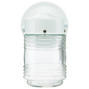 Nuvo Lighting 60-112 1-Light Outdoor Wall Sconce | Traditional White Steel and Clear Ribbed Glass | Covered Patio & Entryway | 5.5 x 4 x | Model 60-112