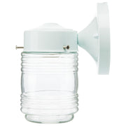 Nuvo Lighting 60-112 1-Light Outdoor Wall Sconce | Traditional White Steel and Clear Ribbed Glass | Covered Patio & Entryway | 5.5 x 4 x | Model 60-112