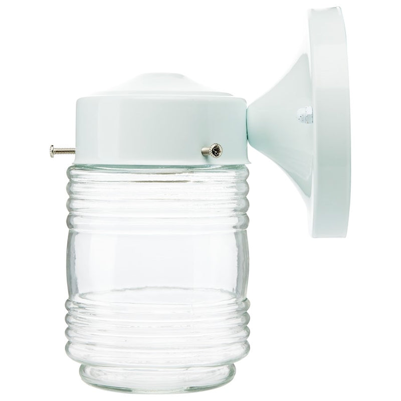 Nuvo Lighting 60-112 1-Light Outdoor Wall Sconce | Traditional White Steel and Clear Ribbed Glass | Covered Patio & Entryway | 5.5 x 4 x | Model 60-112