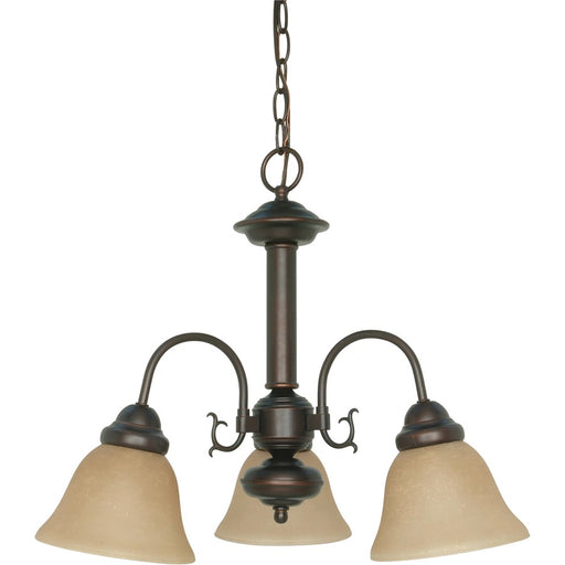 Nuvo Lighting Ballerina 20in 3-Light Chandelier | Traditional Mahogany Bronze and Champagne Linen Glass | Dining Room & Living Room | 20 x | Model 60-1252