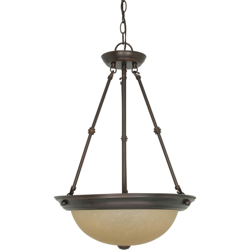 Nuvo 3-Light 15in Pendant | Mahogany Bronze and Champagne Washed Linen Glass | Kitchen Island & Dining Room | 15 x 15 x 23 in | Model 60-1262