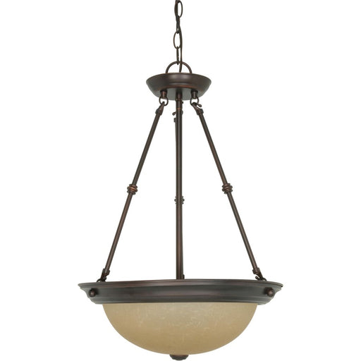 Nuvo 3-Light 15in Pendant | Mahogany Bronze and Champagne Washed Linen Glass | Kitchen Island & Dining Room | 15 x 15 x 23 in | Model 60-1262