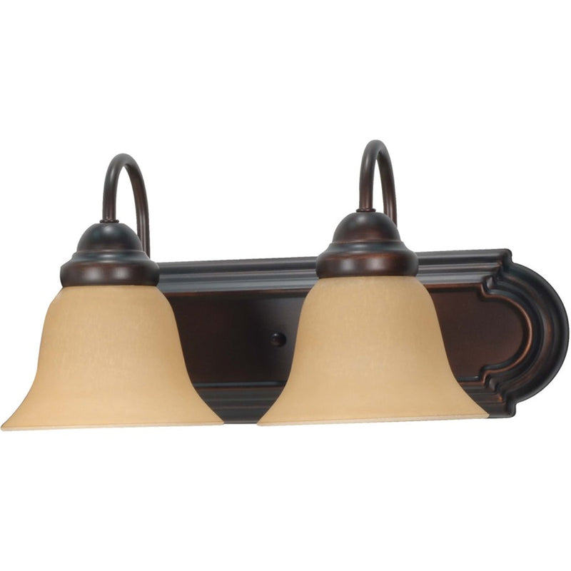Nuvo Lighting Ballerina 18in 2-Light Vanity Light | Traditional Mahogany Bronze and Champagne Linen Glass | Bathroom Vanity & Powder Room | Model 60-1264