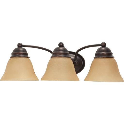 Nuvo Lighting Empire 21in 3-Light Vanity Light | Traditional Mahogany Bronze and Champagne Linen Glass | Bathroom Vanity | 20.5 x 8 x | Model 60-1272