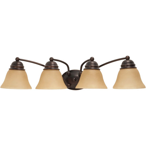 Nuvo Lighting Empire 29in 4-Light Vanity Light | Traditional Mahogany Bronze and Champagne Linen Glass | Bathroom Vanity | 28.75 x 6.125 x | Model 60-1273