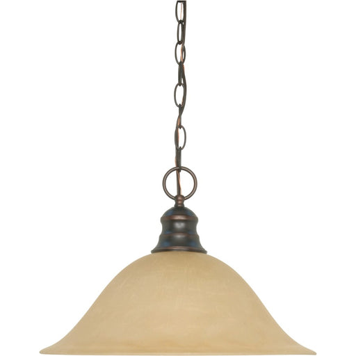 Nuvo 1-Light 16in Pendant | Mahogany Bronze and Champagne Linen Glass | Kitchen Island & Dining Room | 16 x 16 x 11.5 in | Model 60-1276
