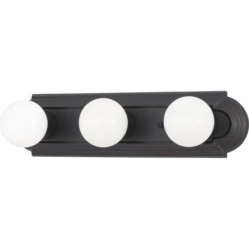 Nuvo Lighting 60-1284 18in 3-Light Vanity Light | Traditional Mahogany Bronze and Champagne Linen Glass | Bathroom Vanity | 18 x 4.75 x 2 | Model 60-1284