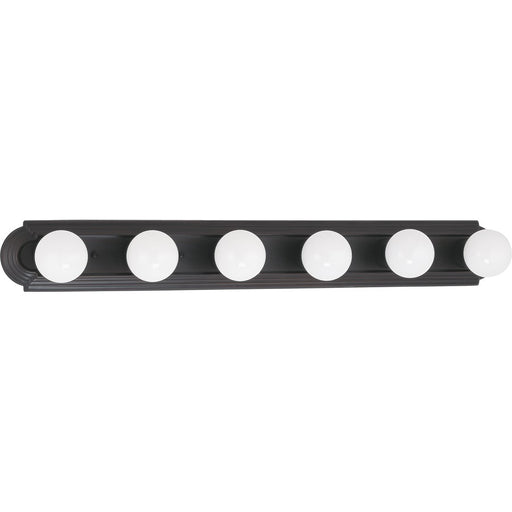 Nuvo Lighting 60-1286 36in 6-Light Bathroom Vanity Light | Traditional Mahogany Bronze and Champagne Linen Glass | Bathroom Vanity | 36 x | Model 60-1286
