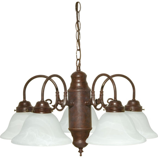 Nuvo 60-1291 23in 5-Light Chandelier | Traditional Old Bronze and Alabaster Glass | Dining Room & Foyer | 23 x 23 x 13.125 in | Model 60-1291