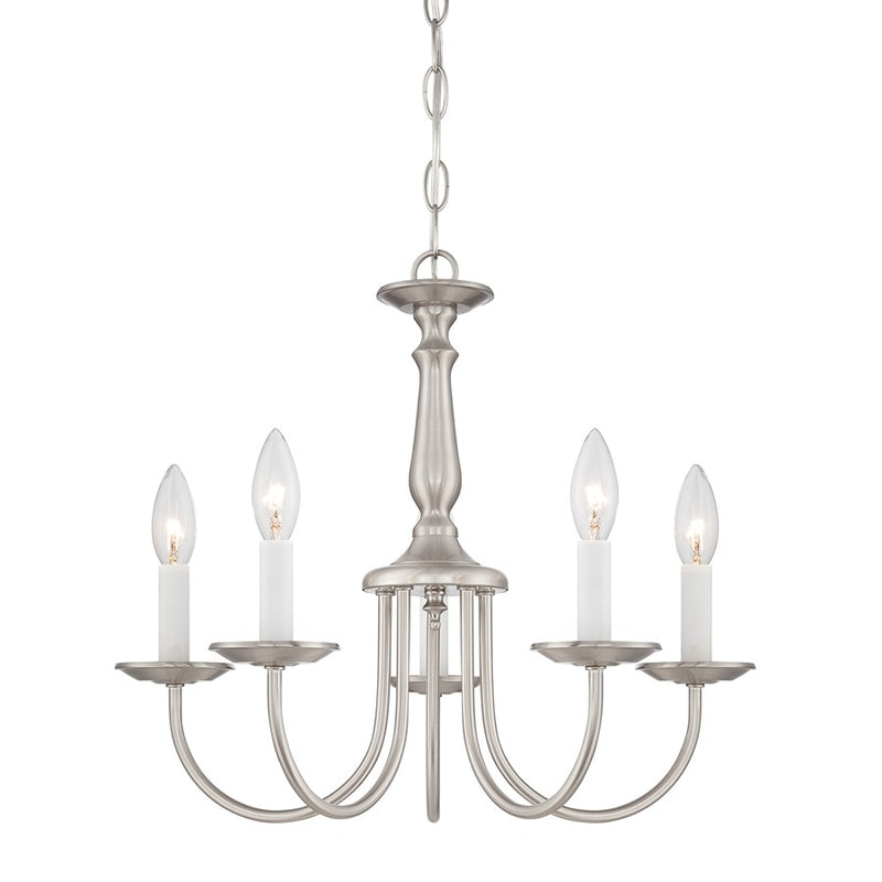 Nuvo Lighting 18in 5-Light Chandelier | Traditional Brushed Nickel and Clear Glass Candlesticks | Dining Room & Living Room | 18 x 14 in | Model 60-1298