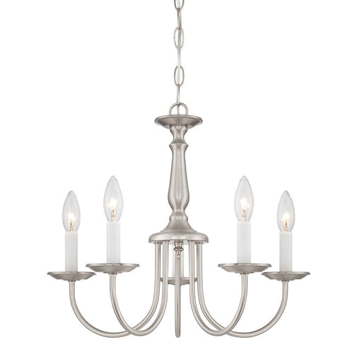 Nuvo Lighting 18in 5-Light Chandelier | Traditional Brushed Nickel and Clear Glass Candlesticks | Dining Room & Living Room | 18 x 14 in | Model 60-1298
