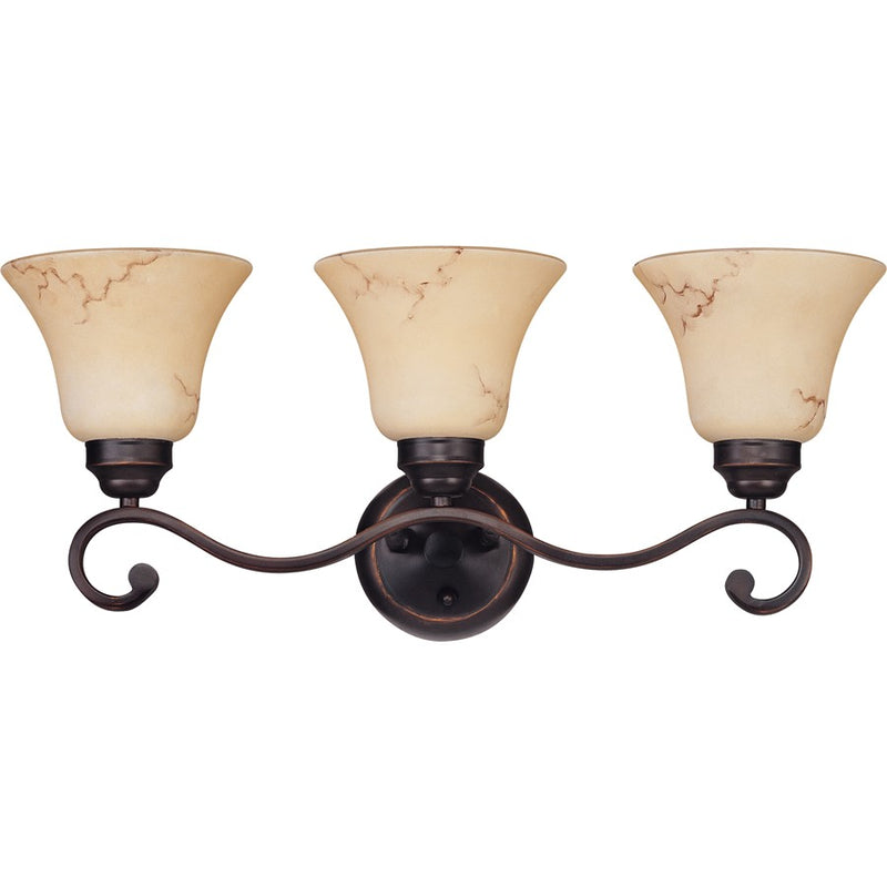 Nuvo Lighting Anastasia 23in 3-Light Vanity Light | Transitional Copper Espresso and Honey Marble Glass | Bathroom Vanity | 23 x 10.125 x | Model 60-1414