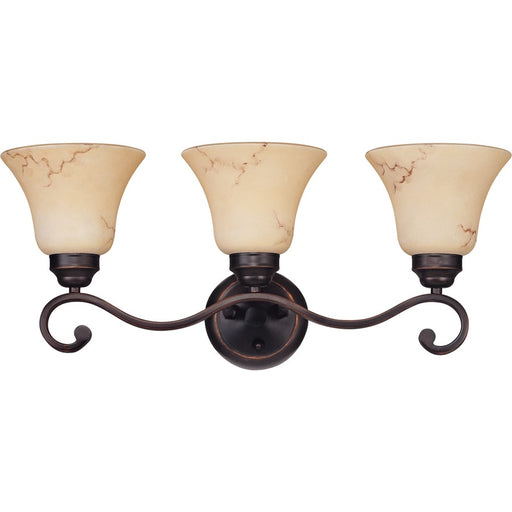 Nuvo Lighting Anastasia 23in 3-Light Vanity Light | Transitional Copper Espresso and Honey Marble Glass | Bathroom Vanity | 23 x 10.125 x | Model 60-1414