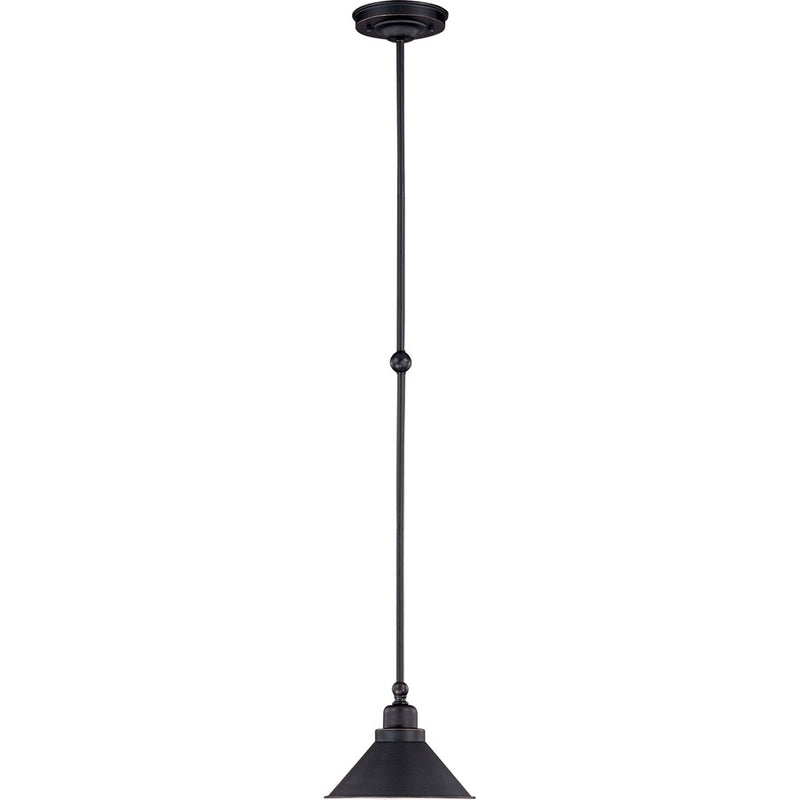 Nuvo Lighting Bridgeview 8.5in 1-Light Mini Pendant | Industrial Mission Dust Bronze and Satin White Glass | Kitchen Island & Dining Room | Model 60-1708
