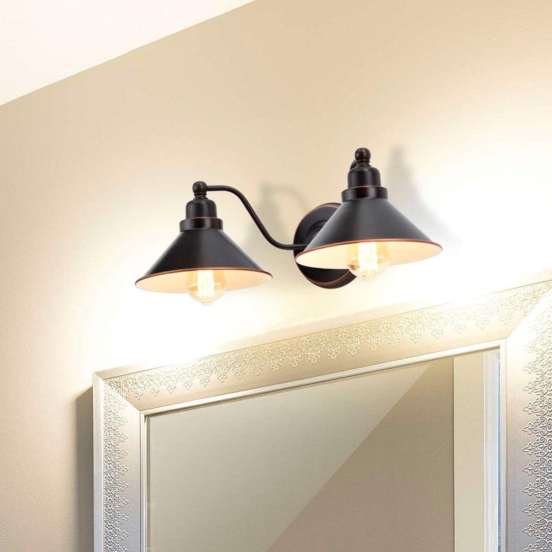 Nuvo Lighting Bridgeview 20in 2-Light Wall Sconce | Industrial Mission Dust Bronze and Satin White Glass | Hallway & Bathroom | 20 x 7.25 | Model 60-1711