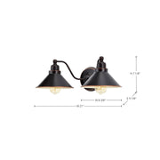 Nuvo Lighting Bridgeview 20in 2-Light Wall Sconce | Industrial Mission Dust Bronze and Satin White Glass | Hallway & Bathroom | 20 x 7.25 | Model 60-1711