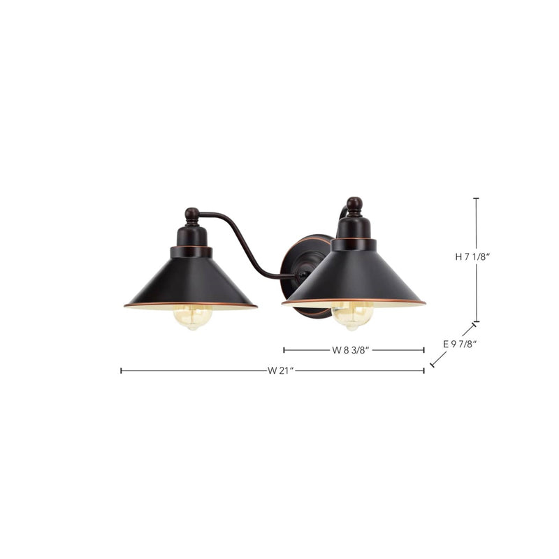Nuvo Lighting Bridgeview 20in 2-Light Wall Sconce | Industrial Mission Dust Bronze and Satin White Glass | Hallway & Bathroom | 20 x 7.25 | Model 60-1711