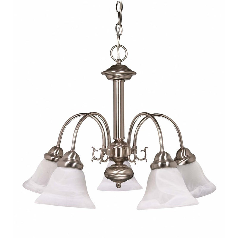Nuvo Ballerina 24in 5-Light Chandelier | Brushed Nickel and Alabaster Glass Bell Shades | Dining Room & Living Room | 20 x 8 x 20 in | Model 60-181