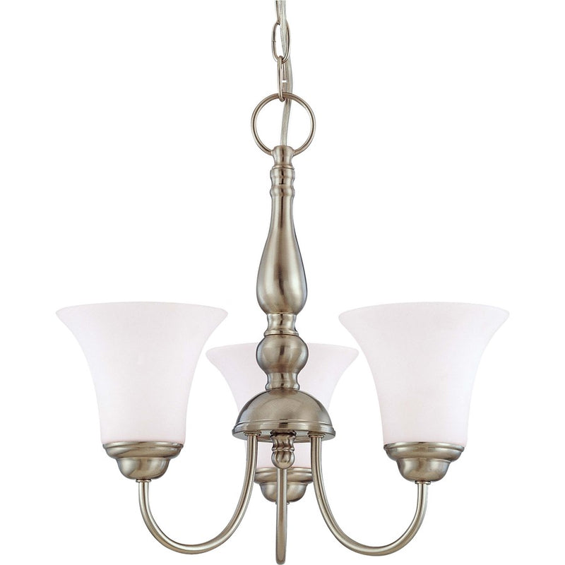 Nuvo Dupont 16in 3-Light Chandelier | Traditional Brushed Nickel and Satin White Glass | Dining Room & Living Room | 16 x 14 x 10 in | Model 60-1821
