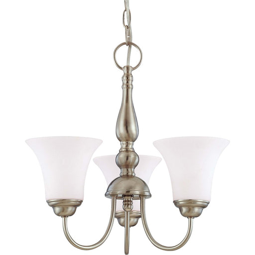 Nuvo Dupont 16in 3-Light Chandelier | Traditional Brushed Nickel and Satin White Glass | Dining Room & Living Room | 16 x 14 x 10 in | Model 60-1821