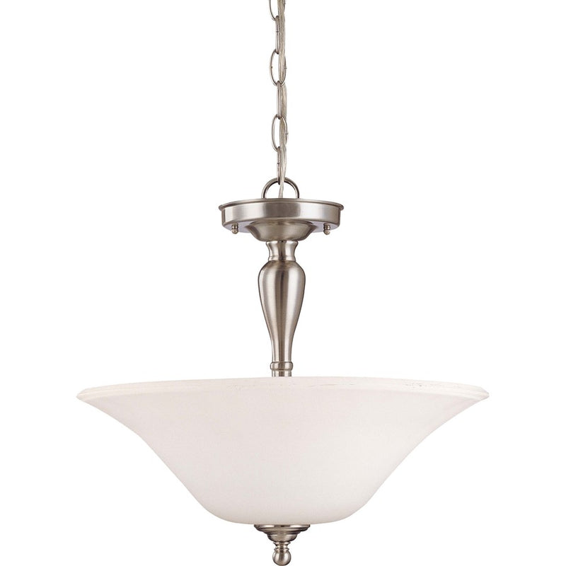 Nuvo Lighting Dupont 3-Light Semi-Flush Mount | Traditional Brushed Nickel and Satin White Glass | Bedroom & Hallway Ceiling Light | 16 x | Model 60-1827