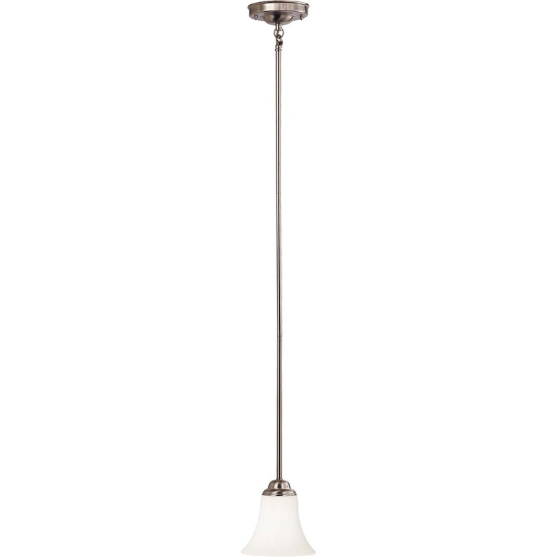 Nuvo Lighting Dupont 6in 1-Light Mini Pendant | Brushed Nickel Satin White Glass | Kitchen Island & Dining Room | 6 x 6 x 42 in | Model 60-1831
