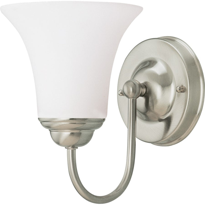 Nuvo Lighting Dupont 1-Light Vanity Light | Brushed Nickel and Satin White Glass | Bathroom Vanity | 6 x 8 x 8.5 in | Model 60-1832