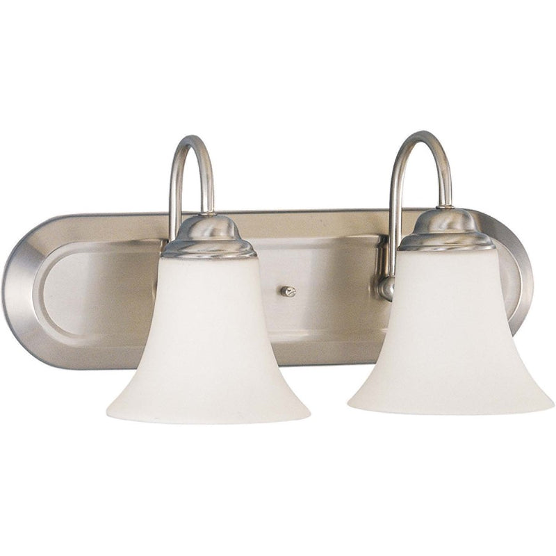Nuvo Lighting Dupont 2-Light Vanity Light | Brushed Nickel and Satin White Glass | Bathroom Vanity | 13 x 8 x 8 in, Extends 7.75 in | Model 60-1833