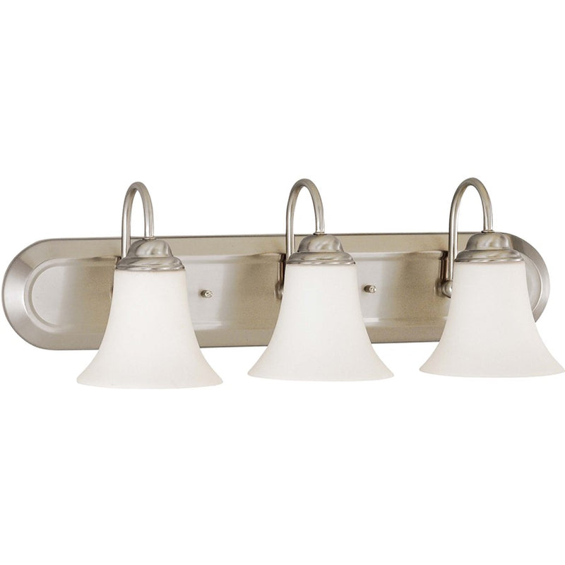 Nuvo Lighting Dupont 24in 3-Light Vanity Light | Transitional Brushed Nickel and Satin White Glass | Bathroom Vanity | 24 x 8 x 7.75 in | Model 60-1834