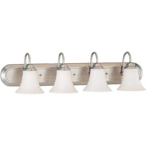 Nuvo Lighting Dupont 30in 4-Light Vanity Light | Brushed Nickel and Satin White Glass | Bathroom Vanity | 35 x 9 x 8 in | Model 60-1835