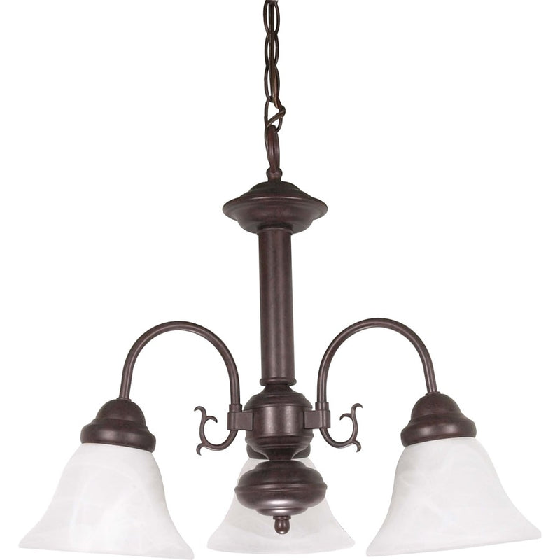Nuvo Ballerina 20in 3-Light Chandelier | Traditional Old Bronze and Alabaster Glass | Dining Room & Foyer | 20 x 20 x 17 in | Model 60-184